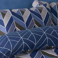 Geo Chevron Duvet Cover Set - Navy Blue/Beige / Single