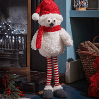 Large Standing Plush Christmas Goggle Owl with Santa Hat - Red