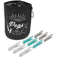 Large Peg Bag with 72 Large Stong Plastic Pegs - Black