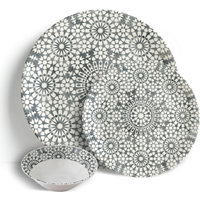 Roma Pebble Dinner Set Ceramic Porcelain China - Grey