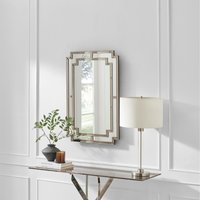 Opaline Grey Deco Style Rectangle Wall Mirror - Grey