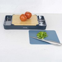 CALITEK Chopping Board Set 1 Bamboo and 1 BPA Free Plastic Blue - Blue