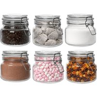 500ml Clip Top Glass Storage Jars - Set of 6 - Clear