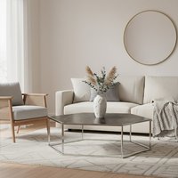 Piermount Silver Frame Hexagon Coffee Table - Black
