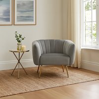 Larissa Grey Velvet Channel Tufted Accent Chair - Grey