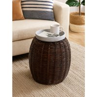 Maka Natural Croco Rattan Stool - Brown