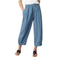 Women's Lightweight Cropped Trousers - Blue / L