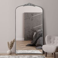 The Crown Metal Arched Framed Leaner Wall Mirror - Silver