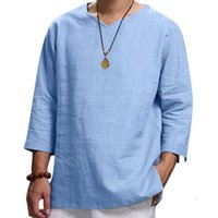 Men's Baggy V-Neck Top - Sky Blue / M
