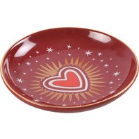 Ceramic Sacred Heart Trinket Dish, Jewellery Holder - Red