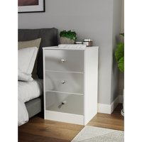 Padstow Ready Assembled 3 Drawer Bedside Cabinet - Uniform Grey & White Matt