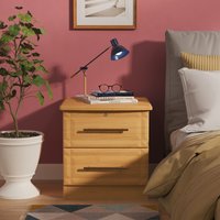 Faye Ready Assembled 2 Drawer Bedside Cabinet - with Lock - Modern Oak