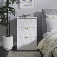 Las Vegas F Ready Assembled 3 Drawer Bedside - White Matt