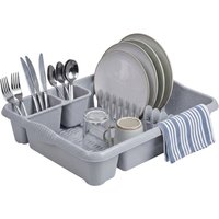 1 x Silver Large Dish Drainer Counter Rack With Integral Handles