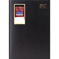 2027 Diary A5 Day a Page Hardback Desk Diary - Black