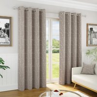 Tivoli Natural Blackout Floral Eyelet Curtains - Natural / 117cm / 137cm