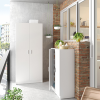 VITA Tall White Bathroom Storage Cabinet with 2 Doors - White