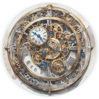 Steampunk Clock Textured Glass Round Trivet - Small Kitchen Chopping Board - Gold