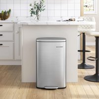 50L Kitchen Pedal Bin with Soft-Close Lid and Removable Inner Bucket, Stainless Steel - Silver
