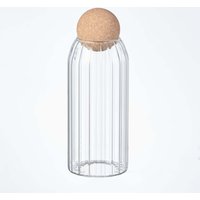 Eden & Willow Ribbed Glass Storage Jar with Decorative Cork Ball Lid - Clear / 1.2l