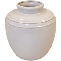 Four Candle Large Natural Rustic Ceramic Vase with Double Line Detail