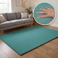 Washmellow Machine Washable Soft Pile Area Rug with Non-Slip Backing - Duck Egg Blue / 160cm / 120cm / 1.92kg