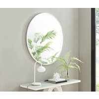 Emma Round White Frame Wall Mirror - White / 100cm
