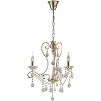 Vela Ceiling Pendant Chandelier 3 Light French Gold, Crystal - French Gold