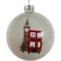 Once Upon a Christmas, Merry Christmas London Glass Bauble - White Once Upon a Christmas, Merry Christmas London Glass Bauble - White