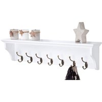 Elegant Brands, Richmond White Wooden Wall Mounted Coat Rack with 7 Hooks and Shelf - White Elegant Brands, Richmond White Wooden Wall Mounted Coat Rack with 7 Hooks and Shelf - White