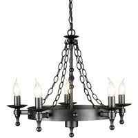 Warwick 5 Light Chandelier Graphite Black Finish, E14 - Graphite Black
