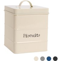 Vintage Metal Kitchen Biscuit Tin - Beige