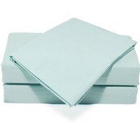 Percale Pastel Double Bed Fitted Sheet - Duck Egg