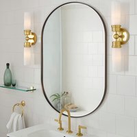 Oval Metal Wall Mirror - Black