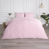 Geo Seersucker Duvet Set - Blush Pink / Double