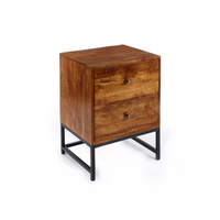 Dark Wooden Bedside Table Cabinet - Brown