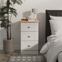 Sussex Fully Assembled 3 Drawer Bedside Cabinet - Grey Ash & Bardolino Oak