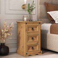 Corona 3 Drawer Bedside Table - Waxed Pine