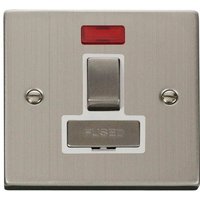 Stainless Steel 13A Fused Ingot Connection Unit Switched With Neon - White
