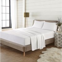 Flannelette Brushed Cotton Sheet Set - White / Superking