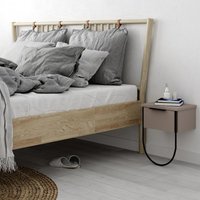 FWStyle Modern 1 Door Bedside Table Cabinet Wall Mounted Design - Mocha Grey