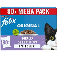 Pack of 80 Felix Original Wet Cat Food in Jelly - Mixed Selection