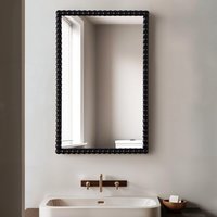 Lecco Wooden Wall Mirror with Beaded Frame - Black