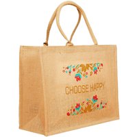 Natural Jute Shopping Bags - Choose Happy / 15cm