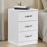 Paddington 3 Drawer Bedside Table - White with Chrome Handles