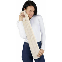 Long Hot Water Bottle With Cover - Cream