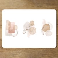 Bbeige watercolor Illustration and gold elements Designer Placemat Set - White