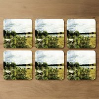 Vintage Cow Coaster - Green