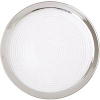 Ida Embossed Glass Coupe Dinner Plate with Silver Rim - Silver
