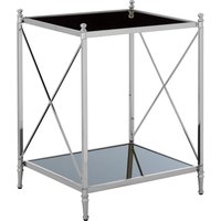 Hoffmann Black Glass 2 Tier Side Table - Silver